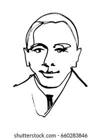 Vector illustration. Linear image of a portrait of a man on a white background.