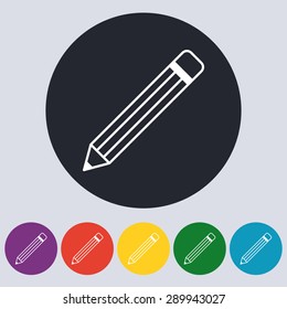 Vector illustration of a linear pencil icon . Flat design.