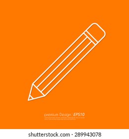 Vector illustration of a linear pencil icon . Flat design.