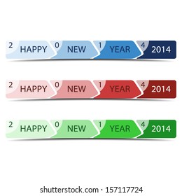 Vector illustration of linear progress bar with greeting Happy New Year 2014.