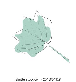 Vector illustration in a linear style. Abstract illustration with animals and plants - leaf. Vector pictures for design. 