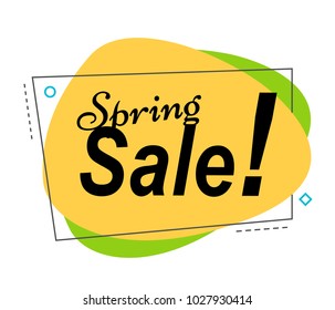 Vector illustration linear style. Spring sale banner. flat bubble sticker or label. Text on yellow circle. spring sale.