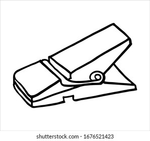  Vektorillustration. Linear handgezeichneter schwarz-weißer Kleiderschrank