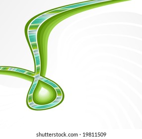 Vector illustration of a lined art curvy ribbon design with wavy elements and colored stripes.