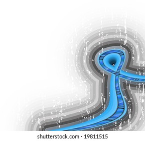 Vector illustration of a lined art curvy ribbon design with wavy elements and grungy textures glowing to white color.