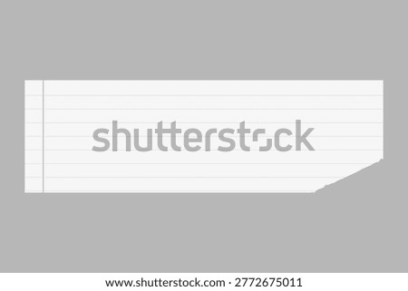 Vector illustration of a lined, torn notebook paper sheet on a gray background. The paper has a jagged edge, giving it a realistic, used appearance.