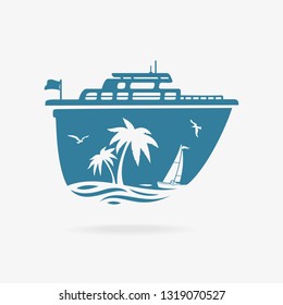 Vector Illustration Liner At Pier In Tropics