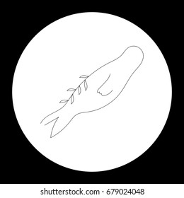 Vector illustration of lines. Abstract seal in a circle with floral elements.