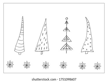 Ilustración vectorial con líneas. Tema de Navidad.