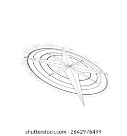 vector illustration of lines forming a compass on a white background