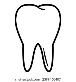 Vector illustration of lines of a molar, tooth. Orthodontics and stomatology.