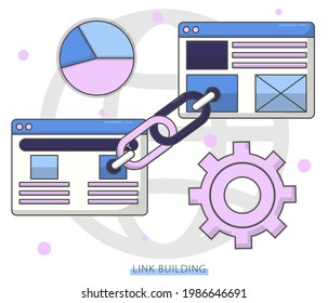 Concepto de construcción de vínculos de ilustración vectorial. Es bueno para la página de inicio, web, banner, volante, afiche, plantilla, marketing, promoción