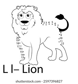 vector illustration of a lion ABC Connect the Dots Coloring Pages  Fun  Educational Printable Activity for Kids