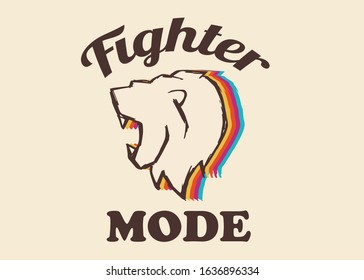 Vector Illustration of Lion Animal with Vintage Rainbow Style and Quotes or Typography. This Is Good For Poster and Shirt Design.