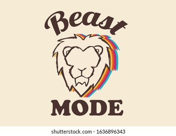 Vector Illustration of Lion Animal with Vintage Rainbow Style and Quotes or Typography. This Is Good For Poster and Shirt Design.