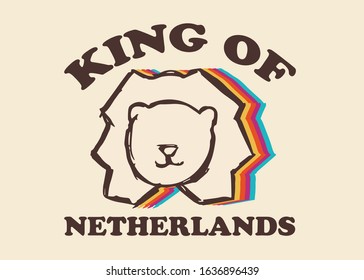 Vector Illustration of Lion Animal with Vintage Rainbow Style and Quotes or Typography. This Is Good For Poster and Shirt Design.