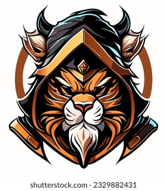 vector illustration of lion bandit monster