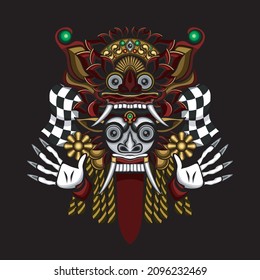 Vector illustration of Lion Barong from Bali Island, Indonesia, suitable for screen printing on T-shirts or for Wallpaper