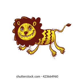 vector illustration of a lion with a big smile