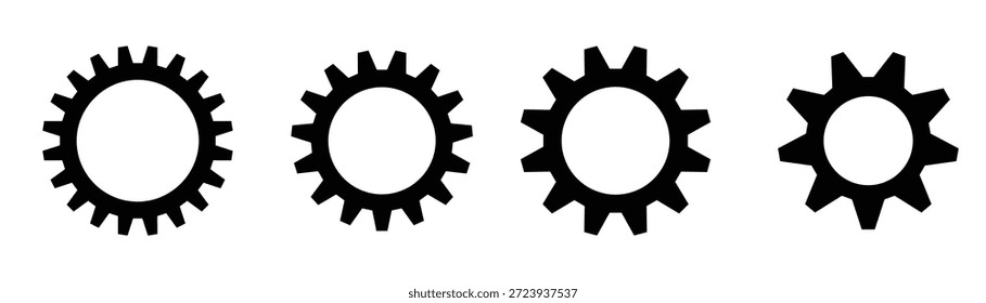 Vector illustration of a lion, bird, and eagle silhouette integrated with industrial gear and cogwheel symbols for a mechanical engineering business logo design
