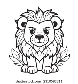 Vector Illustration, Illustration of Lion in the Bush