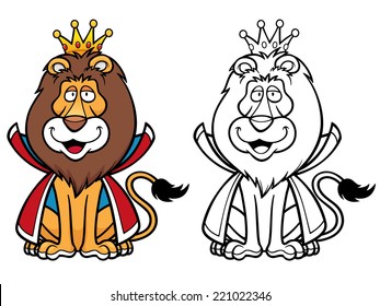 Vector illustration of Lion cartoon