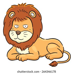 Vector illustration of Lion cartoon