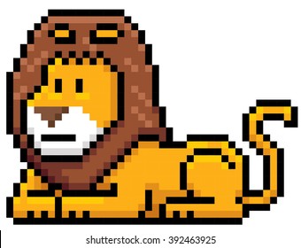 Vector illustration of Lion cartoon - Pixel design