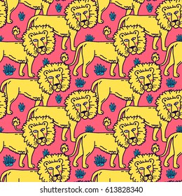 Vector illustration of Lion cartoon set collection