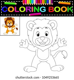 vector illustration of lion coloring book