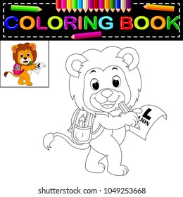 vector illustration of lion coloring book