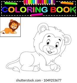 vector illustration of lion coloring book