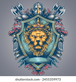 Vector Illustration of Lion Crest