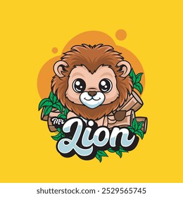 Vector Illustration of Lion with Cute Zoo Vector Illustration Available for Tshirt Design