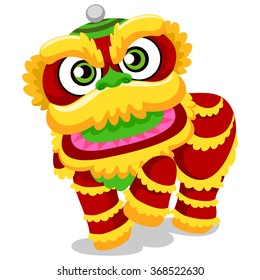 Vector Illustration of Lion Dance for Chinese New Year