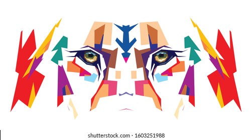 vector illustration Lion Eyes Mascot Graphic in white background. 