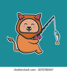 vector illustration of lion fishing