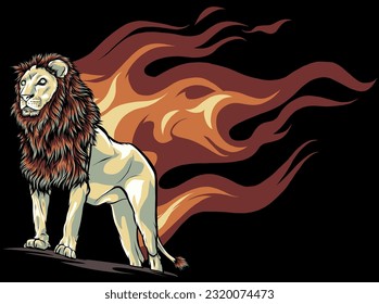 vector illustration of Lion Flame on black background