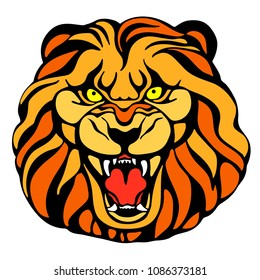Vector illustration of lion head color version. Tattoo style