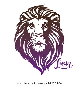 Vector illustration Lion head. Cool lion head decorative flat design