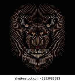 Vector Illustration of Lion Head Line Art