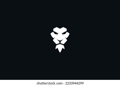 vector illustration of lion head logo with simple minimalist and negative space style. perfect for any company