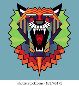 Vector illustration of lion head in pattern