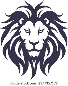 Vector illustration of lion head, predatory cat tattoo