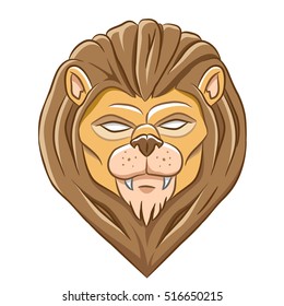 Vector Illustration of a Lion Head with Scary Eyes isolated on a white background