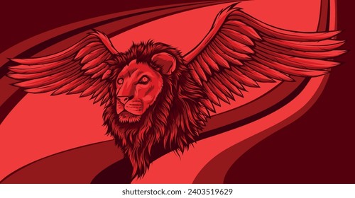 ilustración vectorial de la cabeza del león alada sobre fondo blanco