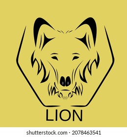 vector illustration of a lion with a hexagon half line good for brand twmplet stickers etc