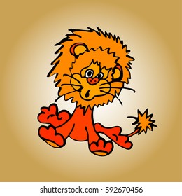 Vector illustration of lion. Isolated cartoon animal. Creativity for children