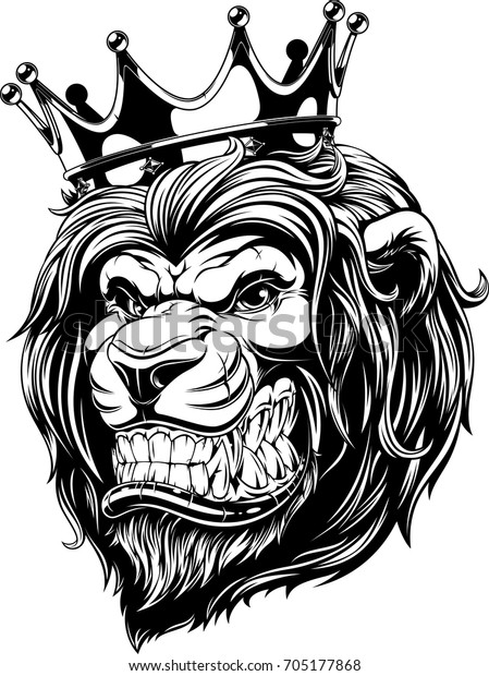 白い背景に 王冠のライオンの頭であるライオンキングのベクターイラスト のベクター画像素材 ロイヤリティフリー 705177868