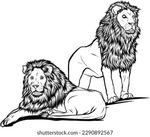 vector illustration of Lion Logo Monochrome Design Style